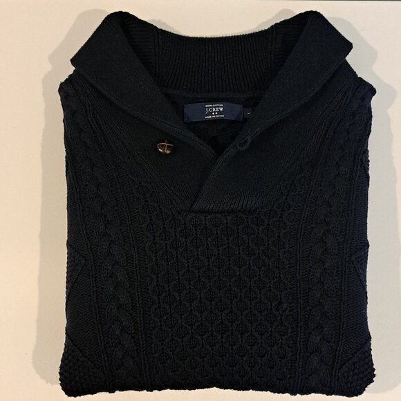 J. Crew Men's L 100% Cotton Cable Knit Cowl Neck Sweater Style 13528 - Picture 9 of 16
